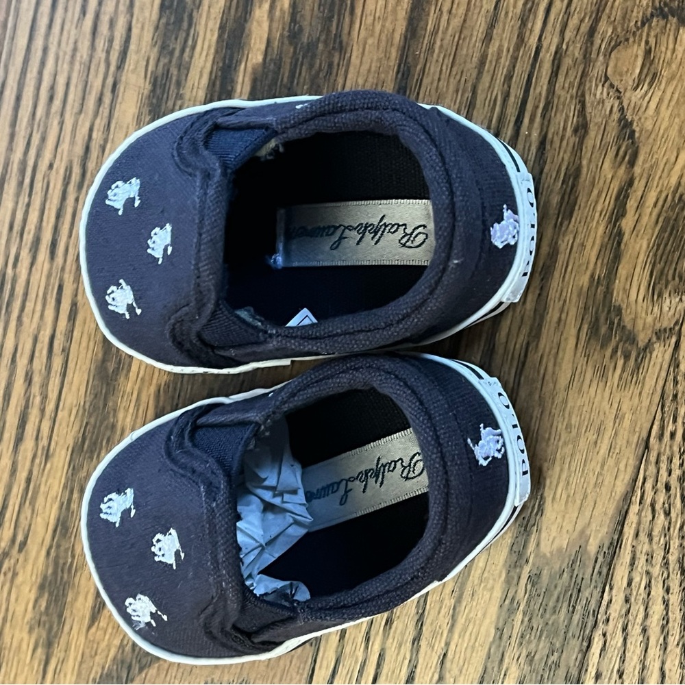 Ralph Lauren Navy and White Baby Walker Shoes